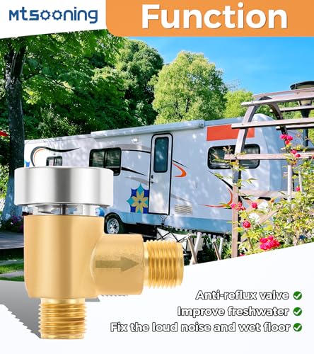 Image of 571-VAC-CHK-A RV Vacuum Breaker Check Valve, Brass RV Backflow Preventer, Camper Trailer Flusher Tank Valve for Black Tank System,1 /2 DN Male
