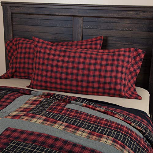 VHC Brands Cumberland Bedding Accessory King Pillowcase Set 21×40 Red 2