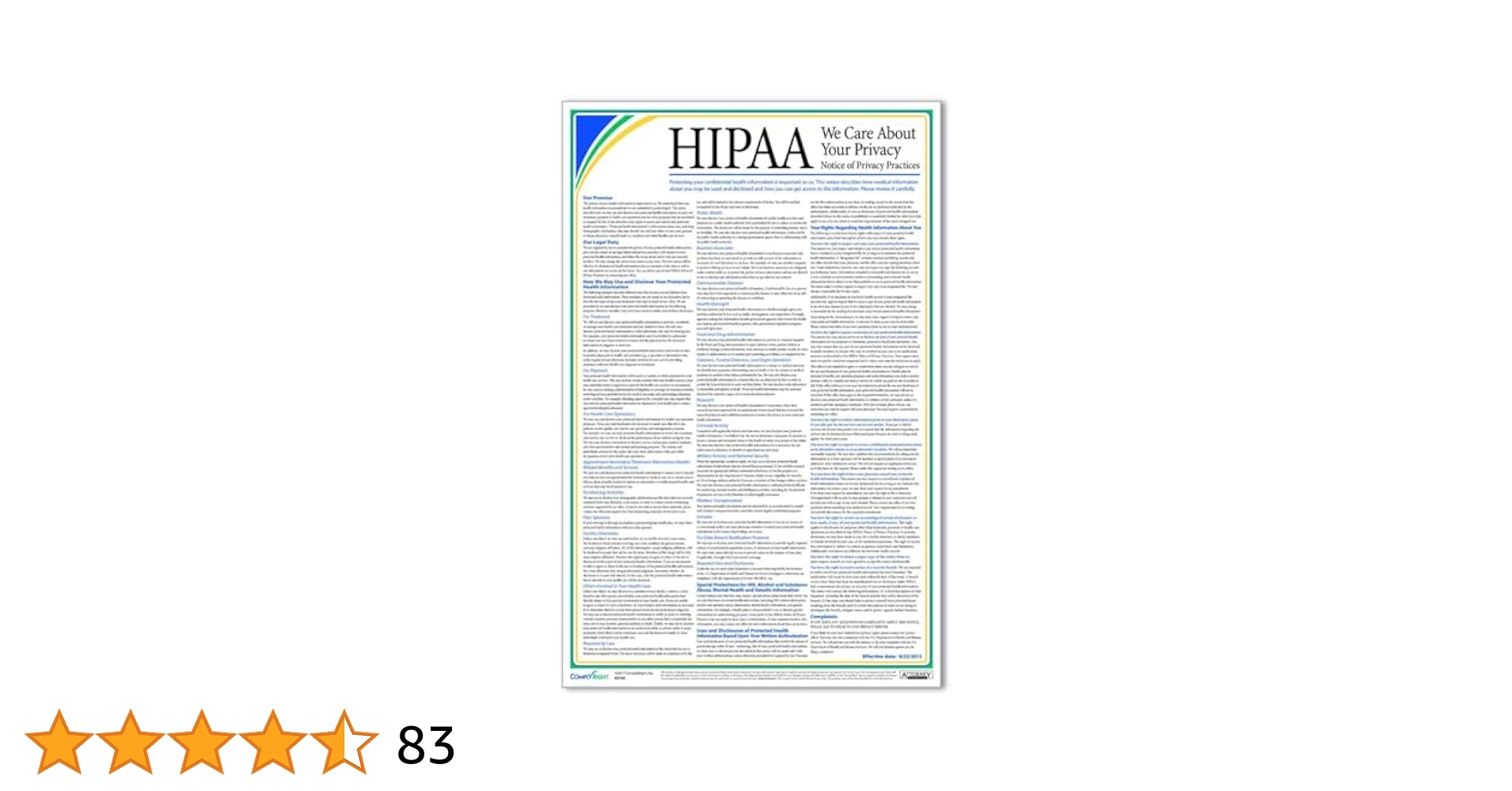 Amazon.com: ComplyRight HIPAA Notice of Privacy Practices Poster | 12” x 18” | Healthcare Poster : Industrial & Scientific amazon-com-complyright-hipaa-notice-of-privacy-practices-poster-12-x-18-healthcare-poster-industrial-scientific