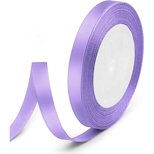 3/8" x 25 Yards Satin Ribbon, Light Purple Silk Ribbon Ideal for Gift Wrapping, Floral Bouquets, Crafts, Wedding Party Decorations, Christmas and Sewing Projects