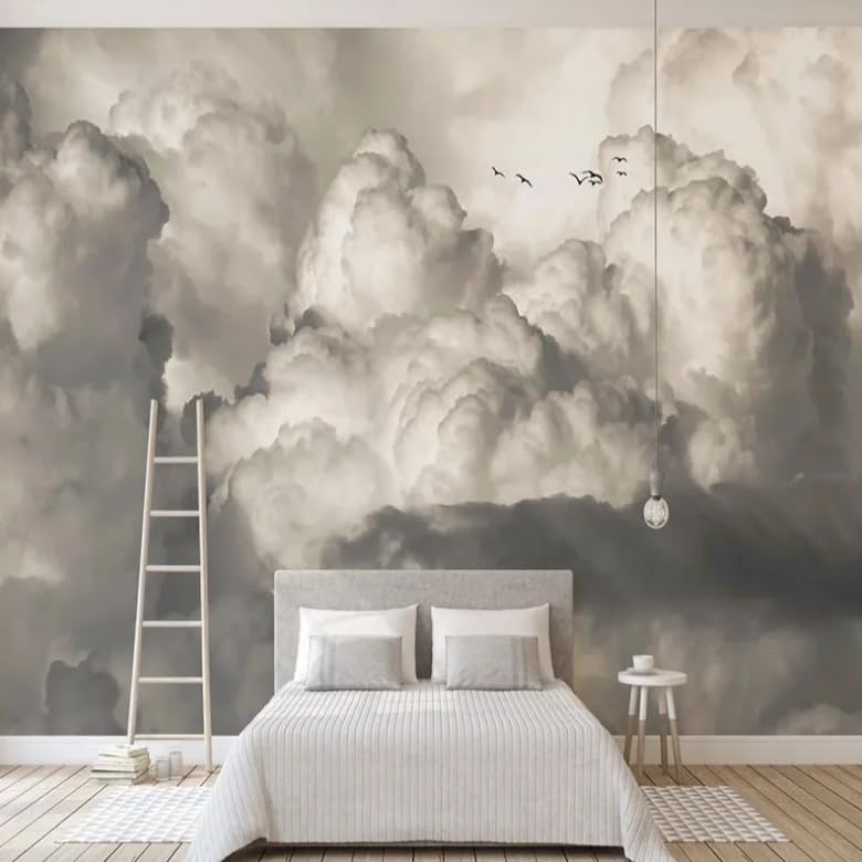 Fresque murale 3D nuages blancs décoration texturée salon et chambre - 2