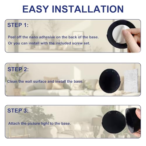 Image of Picture Lights for Wall Art, 2 Pack Battery Operated Motion Sensor Cordless Picture Lights with Remote, Adjustable Picture Frame Lights 3 Color, Portrait Lights on Wall