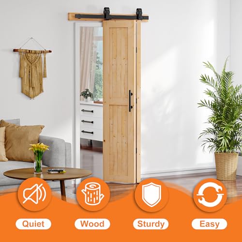 SKYSEN 36" X 84" Bifold Barn Door with 40" Bifold Barn Door Hardware Kit, Including Handle and Pulls, Unfinished Solid Spruce Wood Panel, Pre-Drilled and Assembled(36 * 84-40-f-d)