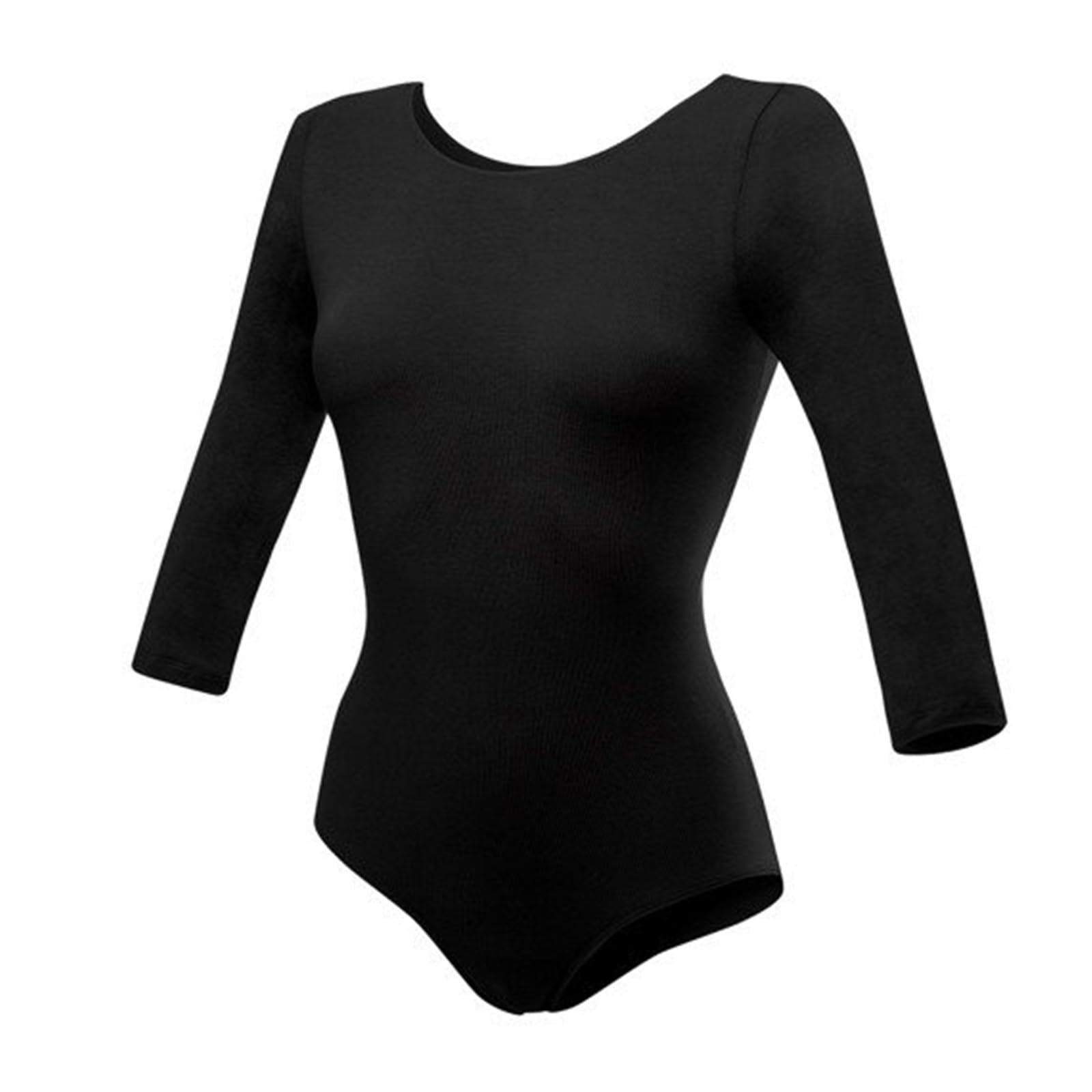 Maillot Gimnasia Ritmica Niña Maillot de ballet for mujer adulta, manga 3/4, for gimnasia, baile, informal, básico, cuello redondo, mono de una pieza for actuaciones escénicas(Brown,XXXL)