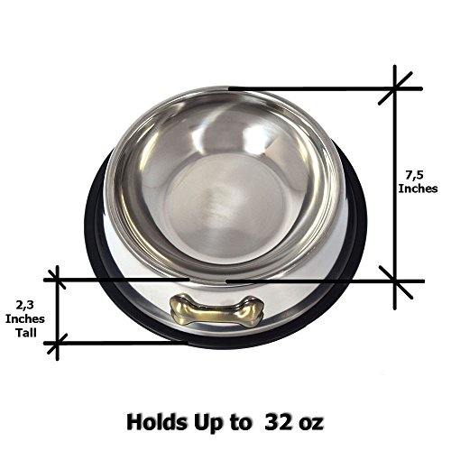 GPET Dog Bowl 32 Oz Stainless Steel Bowls with Anti-Skid Rubber Base for Food or Water Perfect Dish for Dog Puppy Cat… - Image 5