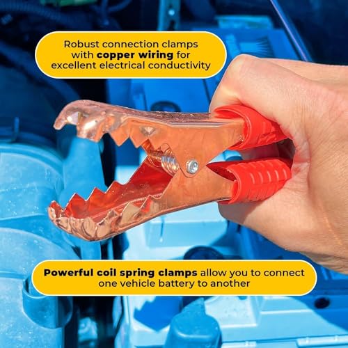 Image of 400A Heavy Duty Jumper Cable for Car Battery | Jump Start Dead Batteries of Cars, SUVs, Vans & Trucks | 7 ft Copper Cable with Strong Grip Copper Clamps | Comes with Storage Bag