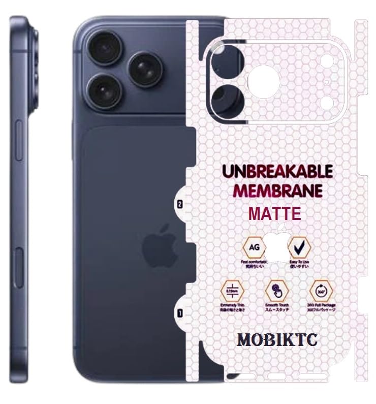 Image of Back Skin For iPhone 17 Pro Back Screen Guard, Anti-Scratch, Anti-Fingerprint, Hydrogel Film All Sides Site Protective /Matte Back