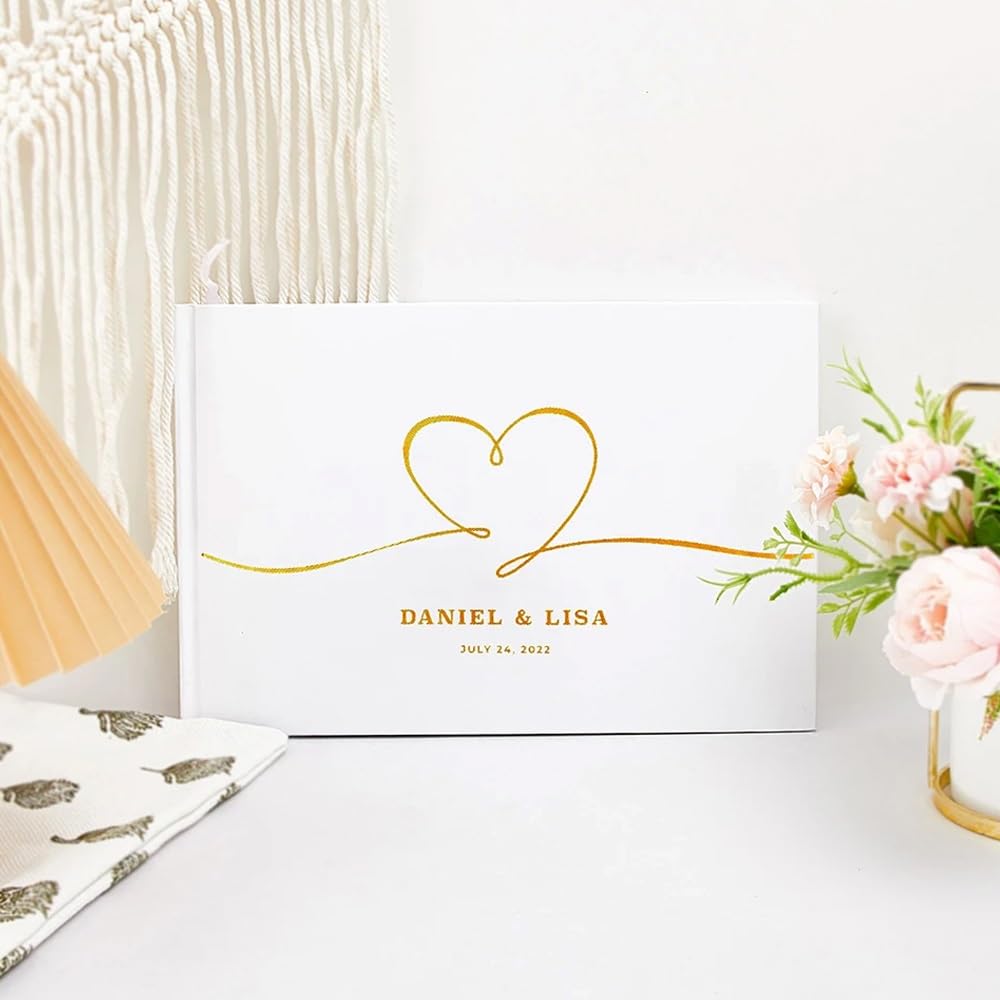 Personalizado Libro De Visitas Para Bodas Con Nombre/Fecha, Bautizos O Fiestas De Cumpleaños Libro De Visitas, Páginas Libro De Firmas Para Boda En Blanco