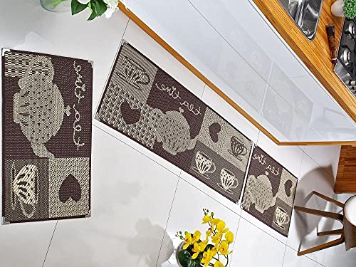 Tapetes Lancer Jogo De Tapete Para Cozinha Kit 3 Peças Antiderrapante Sisal Facil Limpar