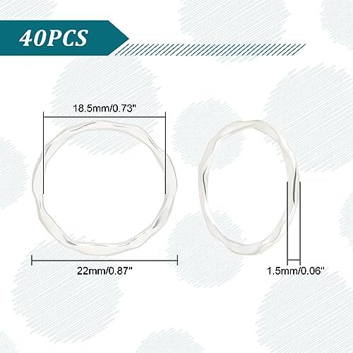UNICRAFTALE Alloy 40pcs 22mm Tibetan Style Linking Rings Metal Wave Round Circle Frames Connectors O Pattern Rings Connectors Silver Earring Ring Jewelry Links For Bracelet Necklace Jewelry Making - Image 4