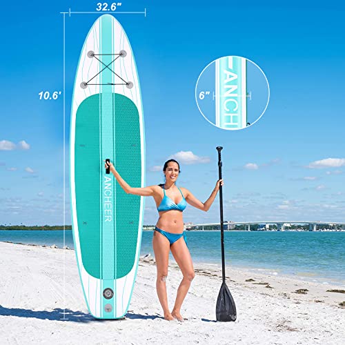 Ancheer Inflatable Stand Up Paddle Board, Sup Board With Sup Accessories & Blackpack, Adjustable Paddle, Leash, Hand Pump For Youth Adults #TOP1