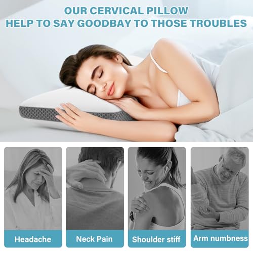 Sufor 2 Pack Cooling Bed Pillows For Sleeping, Memory Foam Bed Pillows Queen Size Set Of 2, Gel Pillow For Sleepers Cool Pillow For Side Back And Stomach Sleepers thumb #3