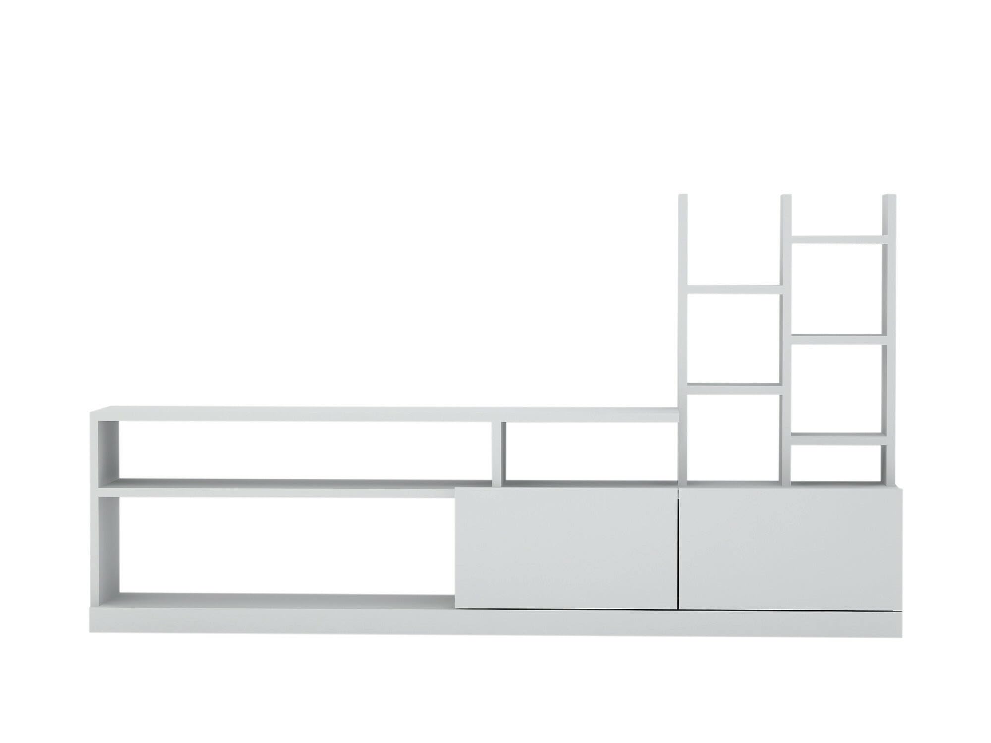 Dmora - Mobile porta TV Alni, Credenza da soggiorno, Armadio basso per TV, Base parete attrezzata, 164x25h91 cm, Bianco