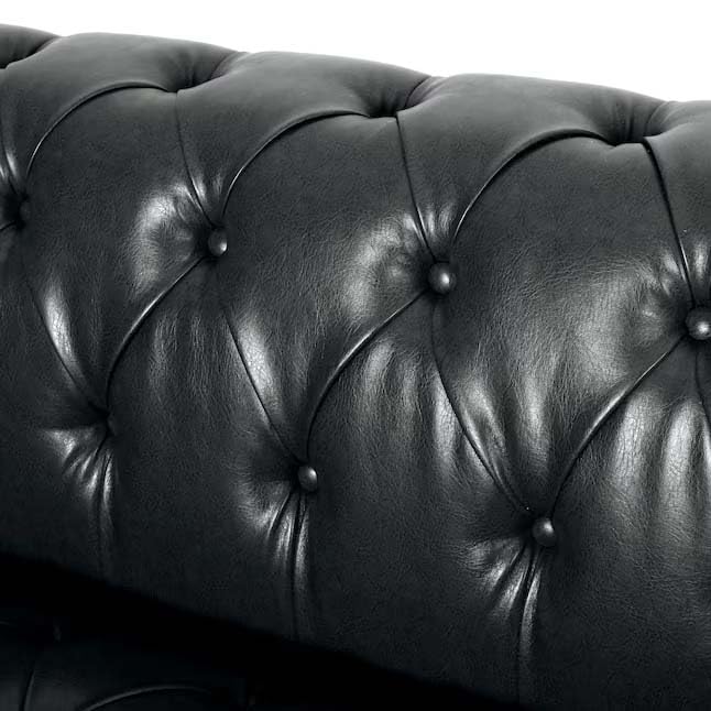 Image of Luxury Sofa Set Luxury Chesterfield Sofa in for Home Living Room & Office (Black Leather)
