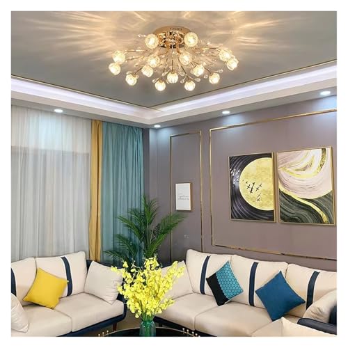 Lampe suspendue cristal LED moderne plafonnier fleur de verre lustre salon chambre luminaire