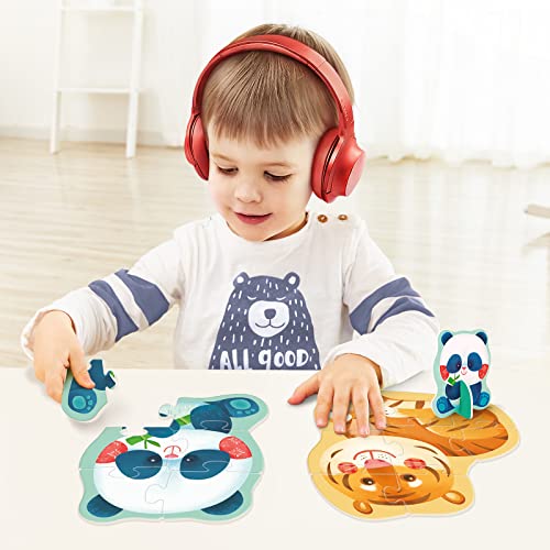 Image of TOI 6 Packs Large Piece Toddler Jigsaw Puzzles for Kids Ages 2-4 - Animal | My First Puzzle, Animal Shaped Floor Puzzles for Beginner, Preschool Learning Game, Educational Activity for Boys Girls Gift