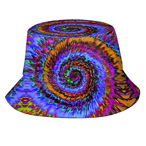Rainbow Tie Dye Print Bucket Hat Colorful Summer Unisex Print Bucket Hat Outdoor Sun Protection Casual Fishing Cap #TOP9