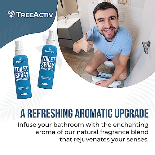 Treeactiv Toilet Spray, Summer Breeze | Pre-Poop Mask Mist & Toilet Seat Deodorizer | Bathroom Air Freshener & Odor Eliminator | Travel Potty Spray For Public Restrooms | 500+ Sprays #TOP2