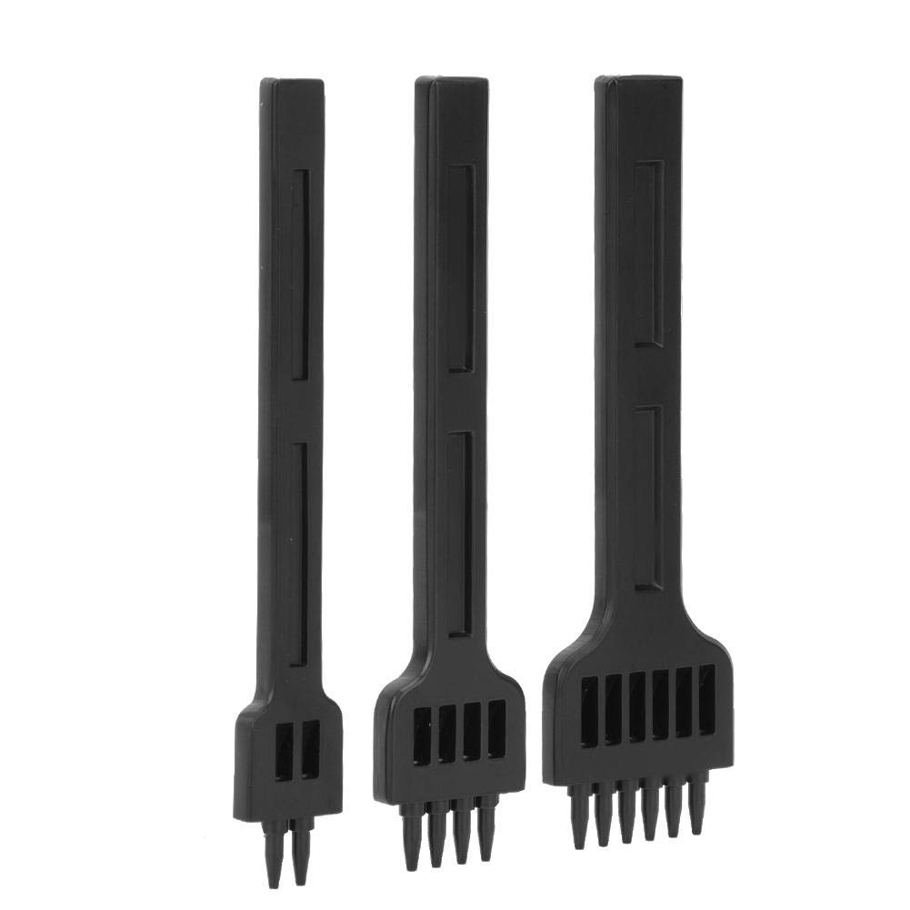 Walfront 3Pcs 4Mm Strumenti Artigianali in Pelle Fai-da-Te 2/4/6 Scalpello Acciaio Cucitura A Mano Foro Strumento per Punzonatura Set di Punte Set di Allacciatura A Diamante Set di Punzoni