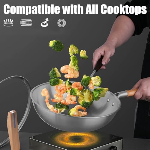 Wok titanium sin recubrimiento, base plana, 11.81 in miniatura 5