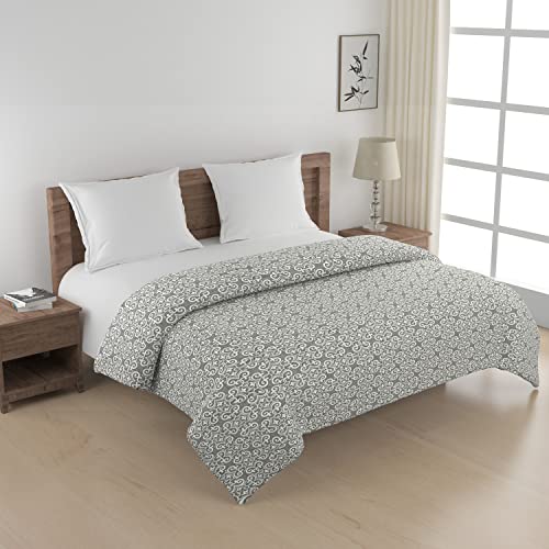 Image of Swayam AC Double Comforter (250 X 225 Cm) | 100% Cotton | 150 GSM | Geometric, Grey | Comes with Protective Health Layer