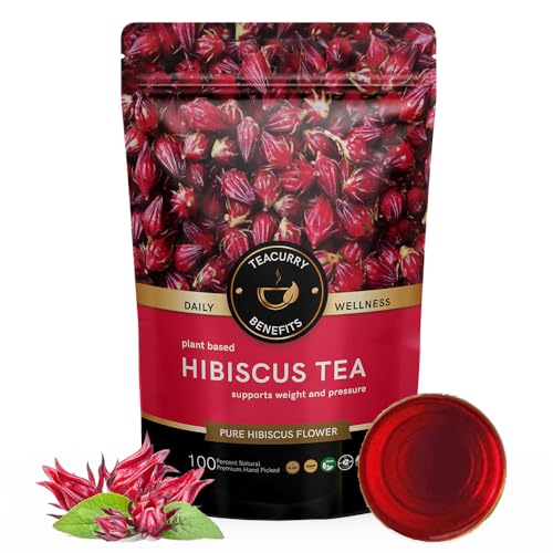 Image of TEACURRY Hibiscus Tea - 15 Tea Bags | Helps with Blood Cholesterol, Iron Deficiency | Hibiscus Flower Tea Petals | Hibiscus Tea Weight Loss Management | 100% Natural