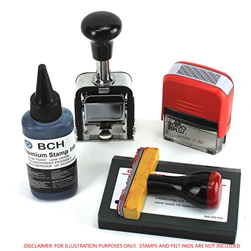 Black Stamp Ink Refill By Bch - Premium Grade - 2.5 Oz #TOP3