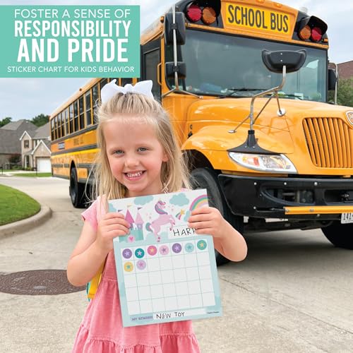 Image of Hadley Designs Sticker Chart for Kids Behavior at Home - Sticker Reward Chart for Kids, Star Charts for Toddler, Star Charts for Good Behavior, Unicorn School Reward Stickers for Classroom Incentives