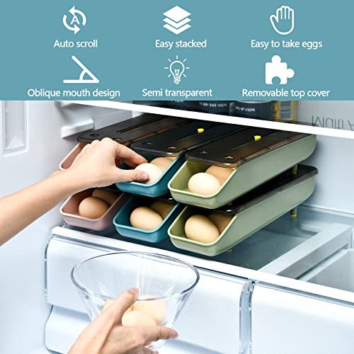QeeHeng Stackable Refrigerator Egg Holder with Auto-Scrolling System, 14-Count Fresh-Keeping Storage Container - Image 2