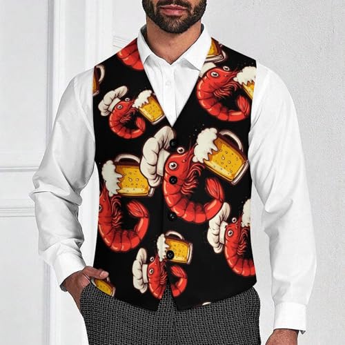 Crawfish Beer Men's Suit Vests Business Formal Dress Vest V-Neck Waistcoat for Wedding Casual2