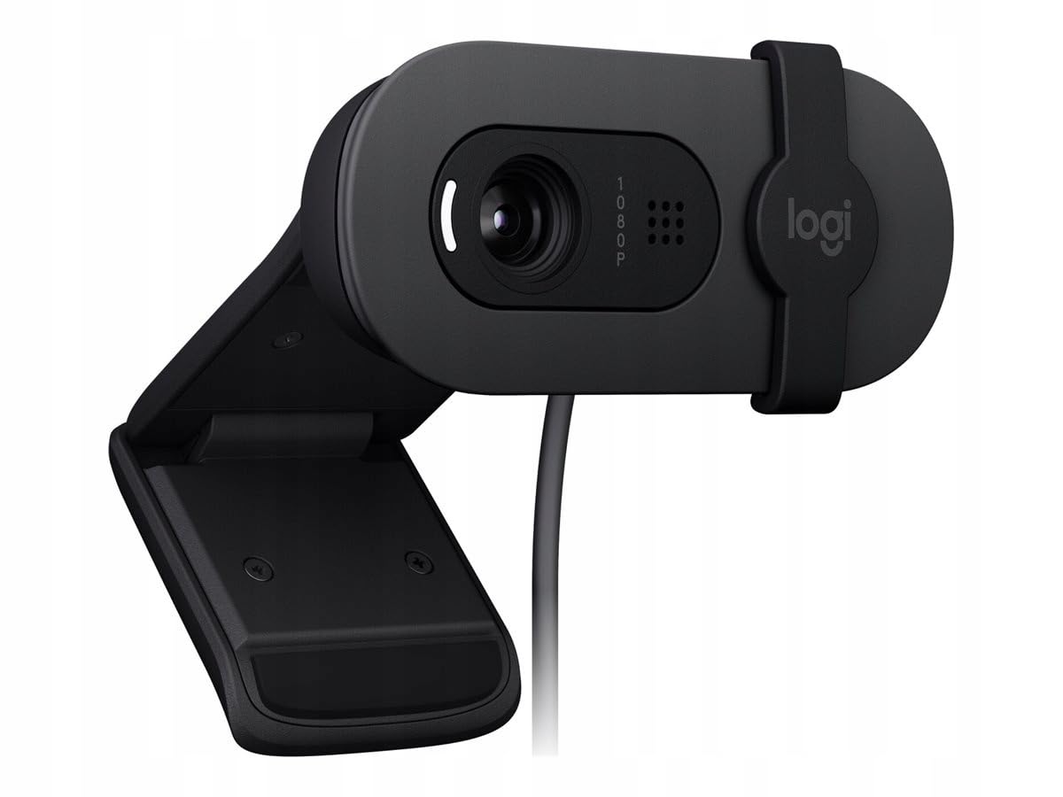 Logitech Brio 105 Webcam Pro Full HD 1080p avec équilibre Automatique de l'éclairage, USB-A, volet de confidentialité, Configuration Facile, Compatible Windows, macOS et ChromeOS - Graphite