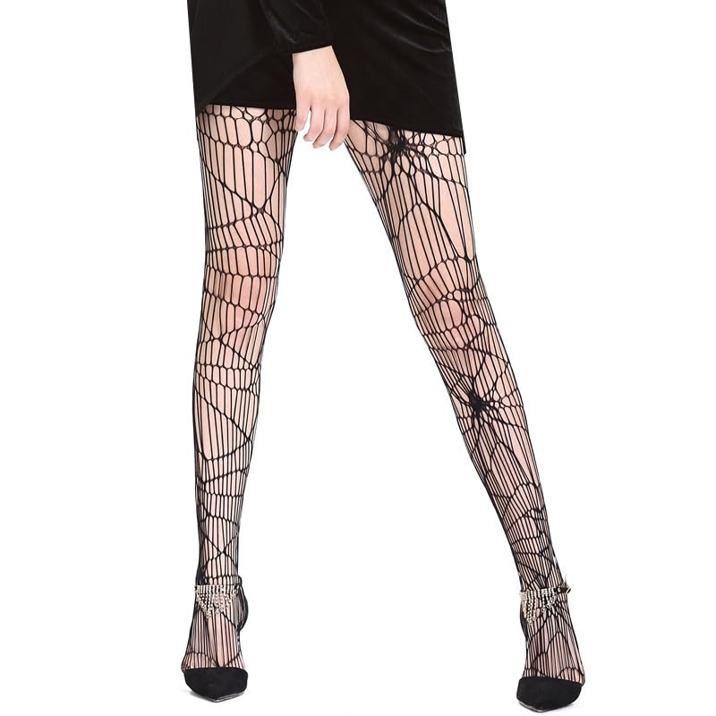 Women Sexy Tights, Spider Web Fishnet Tights Halloween Black Tight Suspender Sexy Pantyhose Lace Thigh for Women3