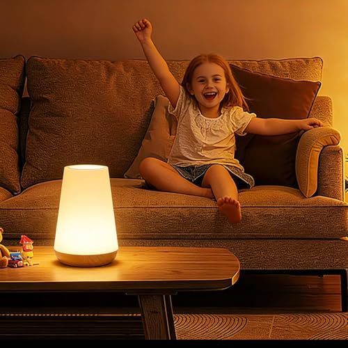 Image of RGB Touch Night Lamp | 7 Color Changing LED Bedside Lamp | Rechargeable Table Lamp | Dimmable Touch Control Night Light for Bedroom, Kids Room, Reading & Relaxation