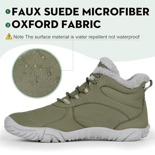 Image of HiGropcore Barefoot Snow Boots for Women Men, Warm Fur Lined Water Repellent Winter Barefoot Shoes, Wide Toe Box Lightweight Outdoor Ankle Boots