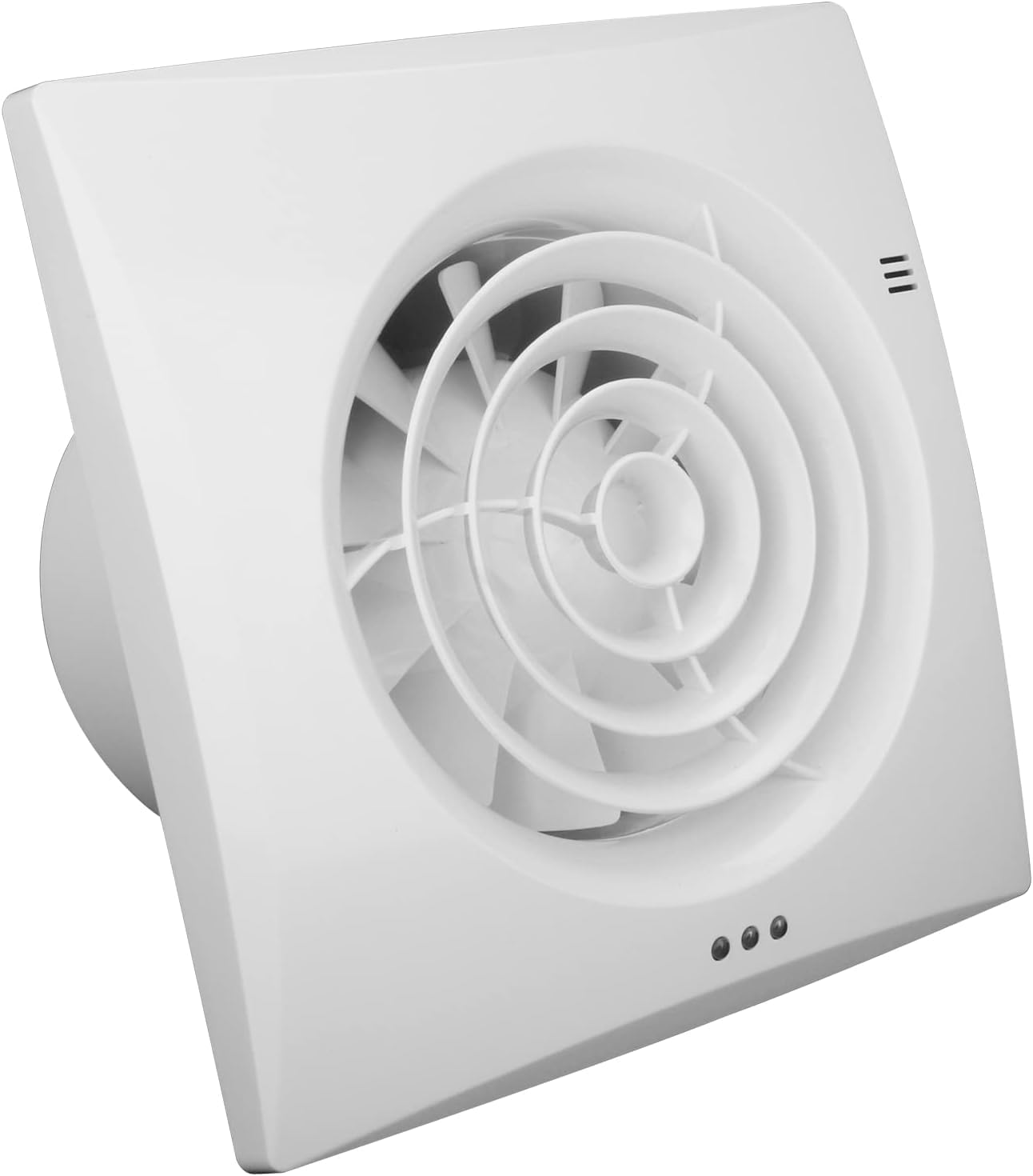 ENVIRO White Bathroom Extractor Fan, Standard Operation with Light Switch. Wall or Ceiling Mountable, Fascia Size: 158x158x26mm, 99mm diameter vent