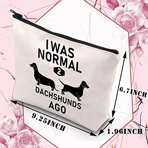 PLITI Dachshund Cosmetic Bags for women Dachshund Lover Gift I Was Normal 2 Dachshunds Ago Dachshund Gift(2 dachshunds agoU) - Image 2