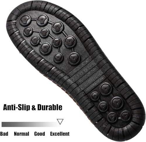 Mens Casual Leather Shoes Ankle Chukka Boots Slip on Lightweight Loafers Mid Top Walking Driving Shoes for Male Plush and Non-Plush Options Available4