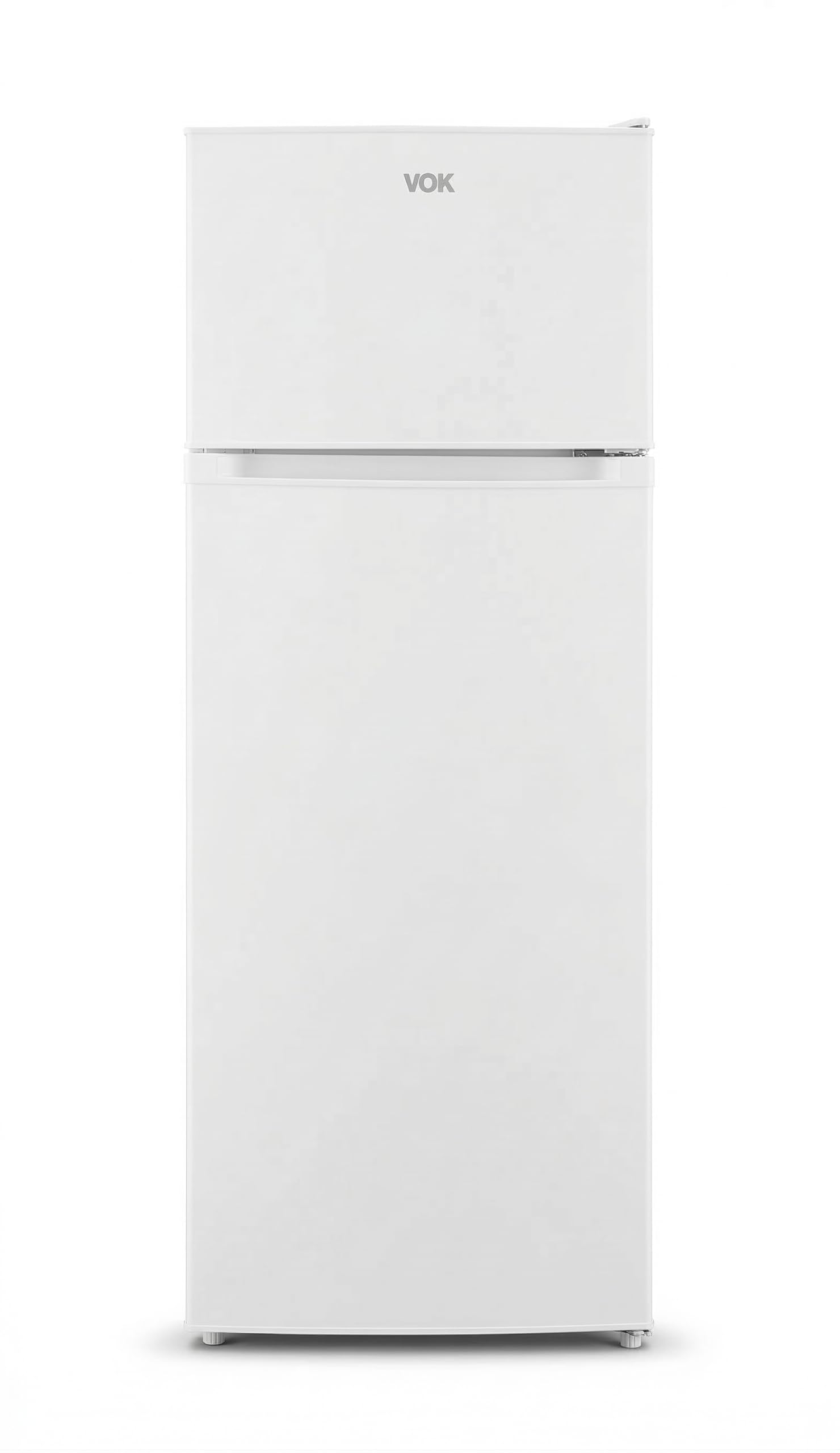 VOK Frigorífico Combi 2 Puertas EVR-206DEW 206L, Al 145cm x An 54cm, Clase E, Puertas Reversibles, Bajo Nivel Sonoro 39 dB, Estantes de Cristal, Blanco