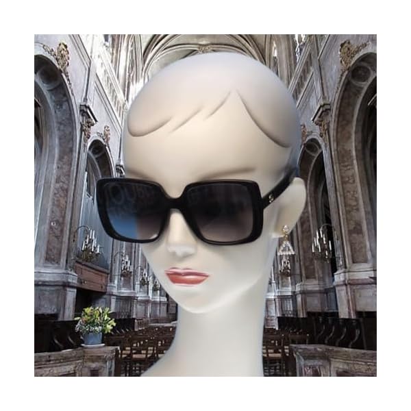 Gucci Casual Round Sunglasses, Black-Black-Grey, 56 - Image 8