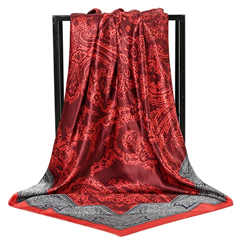 35” Satin Large Square Head Scarves - Women's Square Silk Like Scarf for Hair Wraps Fashion Headscarf for Sleeping3