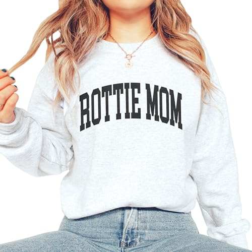 Rottie Mom Varsity Sweatshirt, Cute Rottweiler Pet Parent Sweater, Rottie Dog Mom Gift, Dog Lover Shirt, Unisex Womens Crewneck Sweatshirt4