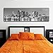 WallsThatSpeak Panoramic Boston Cityscape Picture, Black and White Stretched Canvas Art Prints, Wall Decoration for Bedroom or Office, Framed and Ready to Hang, 14” x 48”