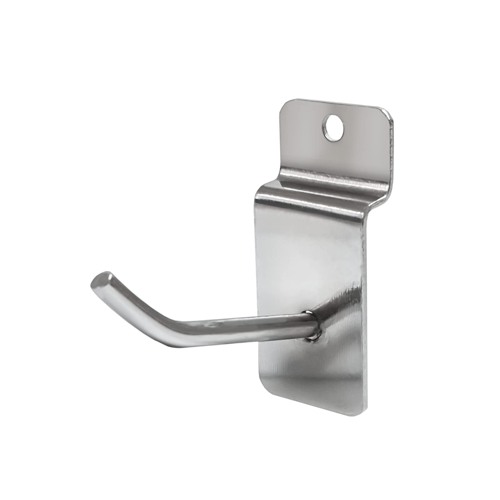 Display Stands Ltd Budget 2" Slatwall Single Arm Hooks in Chrome Pack of 50 (J90/2x50)