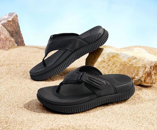 Image of KuaiLu Mens Orthotic Cushion Flip Flops Athletic Recovery Walking Sandals | Men's Lightweight Beach Sport Slides for Man Water Resistant Soles, Soft Comfort Fit & Arch Support