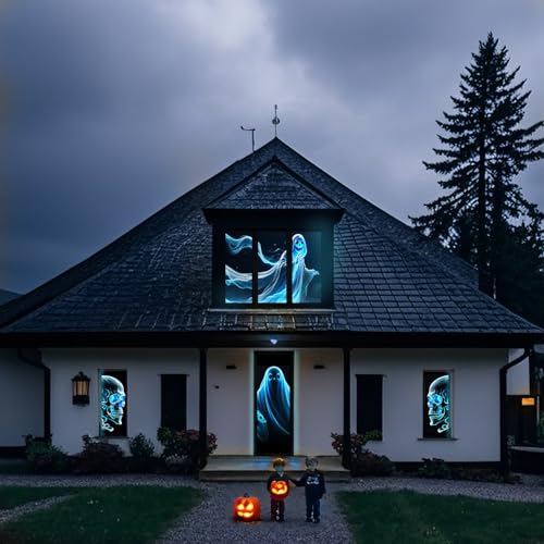 Skerell Holographic Rear Projection Screen Video: Outdoor Projection Screens 60 Inch X 106 Inch Projectors Halloween Videos For Hang Mounting Backyard Movie Night thumb #1