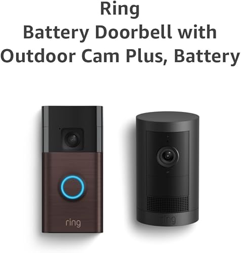 Ring Battery Doorbell, Venetian Bronze with All-new Ring Outdoor Cam Plus, Black