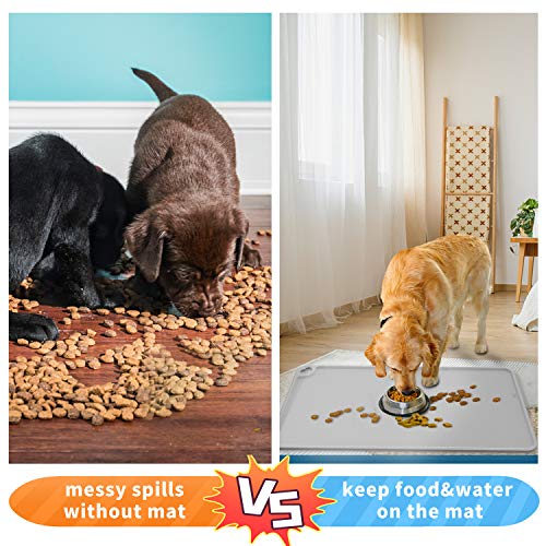 MIDOG Dog Food Mat - Silicone Dog Cat Bowl Mat for Feeding Food and Water - Lifetime Replacement - Washable Non-Slip Mat Waterproof Dog Placemat for Puppy Small Medium Large Pets