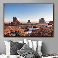 Framed Canvas Wall Art Mountainscape Aerial Dramatic Landscape Mountain Top Multicolor Photography Realism Rustic Warm - 16x24 inches
