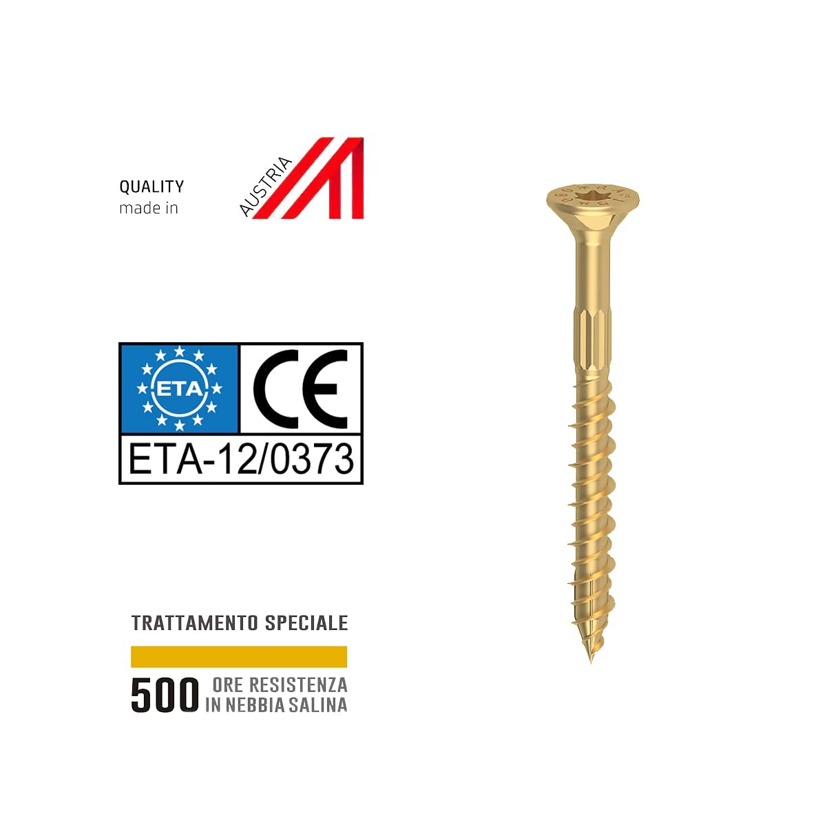 Tornillos Pro TPS para estructuras portantes de madera, Torx 4,5 x 50 mm, galvanizado amarillo, 500 unidades