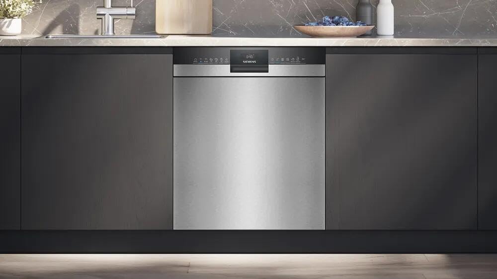 Siemens SN43ES22AE, iQ300 - Lavastoviglie intelligente, 60 cm, Made in Germany, cestino portaposate, apertura automatica della porta, tripla rackMatic, particolarmente silenziosa, varioSpeed, aquaStop